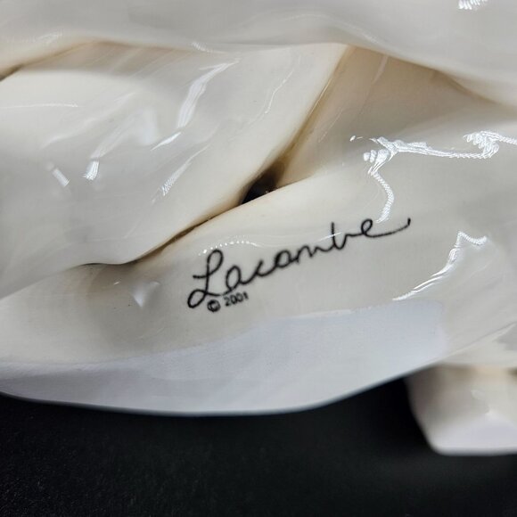 Annaco Creations Lying Cat Figurine Ceramic Floral Signed Amy Lacombe 2001 - Picture 5 of 12